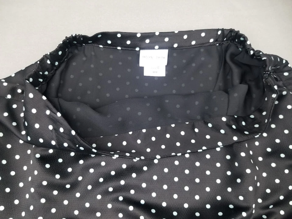 Юбка Jaclyn Smith M шелковистая блестящая с заниженной талией в горошек черная зеленая винтажная Y2K W32 - Изображение 4 из 4