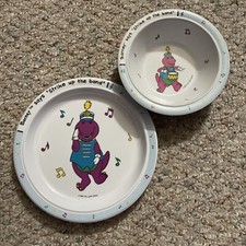 Vintage 1992 Barney Strike Up The Band Melamine Plate And Bowl The Lyons Group