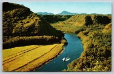 WAILUA RIVER KAUAI largest river in HAWAII VTG UNP unused chrome Postcard A54