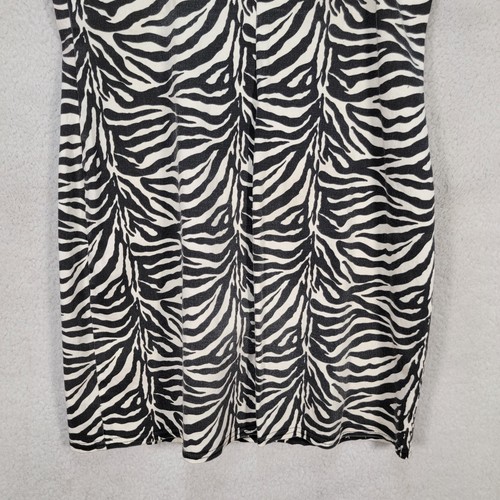 Vtg Y2K Zebra Print Stretch Square Neck Bodycon Sexy Mini Womens Dress Size L - Picture 15 of 18