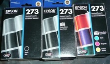 New Genuine Lot of 9 Epson 273 Inks Black Magenta Yellow Cyan Photo Blk 2015