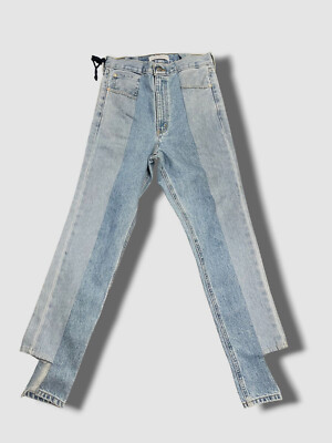 $370 E.L.V. Denim Women Blue Contrast Flare Jeans Pants Size 29
