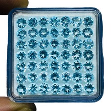 VVS 50 Pcs Natural Blue Topaz 4.2mm Round Cut Top Quality Loose Gemstones Lot
