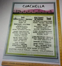 Beck Rage Against the Machine Coachella music festival lineup poster 1999 18x24"