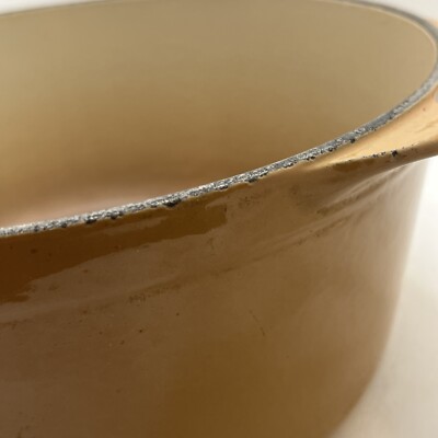 Vintage Cousances Le Creuset BeigeEnameled #24 Cast Iron