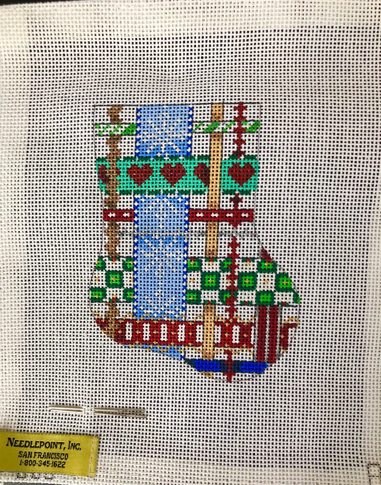 NEW NEEDLEPOINT INC SAN FRANCISCO CANVAS HAND PAINTED CHRISTMAS