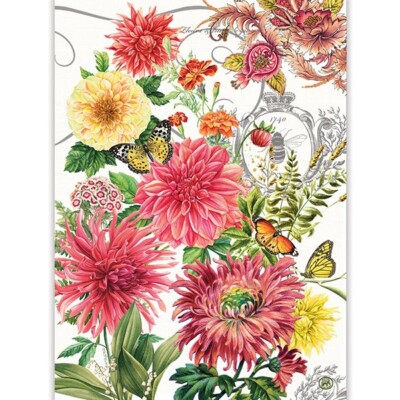 Michel Design Works Dahlias Natural Woven Cotton Kitchen Towel 20'' x 28''