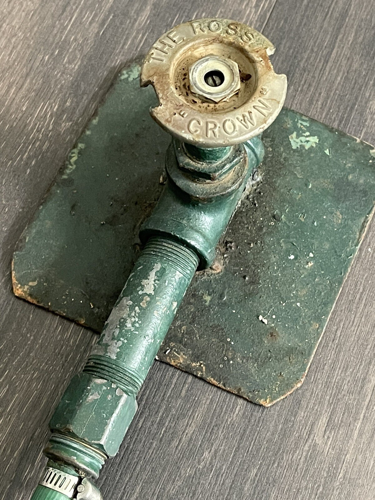 Vintage lawn sprinkler “The Ross Crown” above ground sprinkler cast