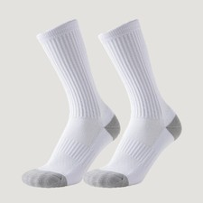 Men Crew Socks Athletic Calf Work Plain Solid Sport Balck White Boots 2/4 Pairs