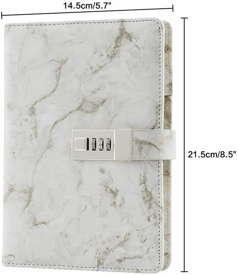 Diary with Lock A5 Marble Diary PU Leather Creative Journal Notebook - Image 3 of 4
