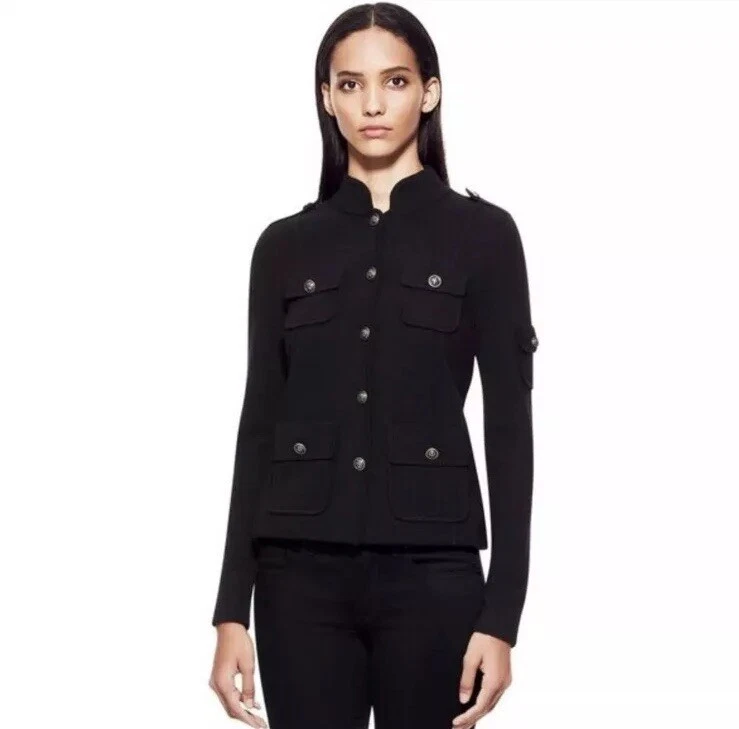 Giacca Blazer Tory Burch 100% Lana Sgt Pepe Maglia Militare Logo Bottoni Nero M