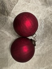 Laura Ashley Traditional Christmas Tree Red Wine Colour Baubles Decorations x2