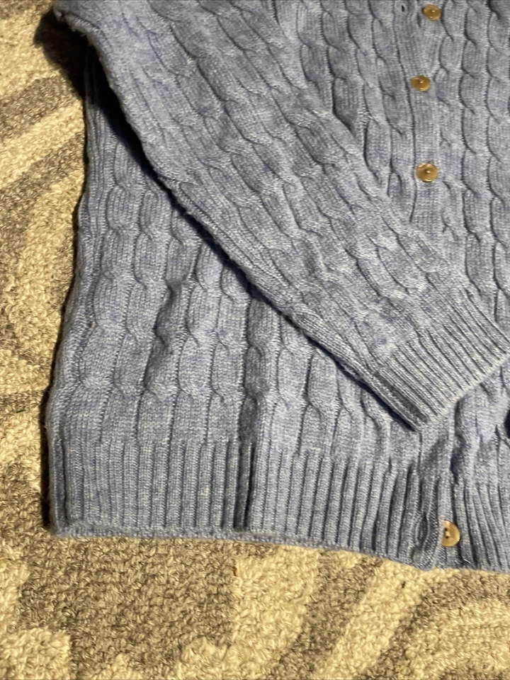 Appleseed's Sweater Women's Medium Light Blue Wool Cable Knit Cardigan Button - Image 3 of 4