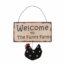 Welcome Sign Vintage Hanging Metal Chicken Decor for Door House Warming Gifts 