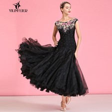 Women Sleeveless Fashion Rhinestone Modern Dance National Standard Dance Dress