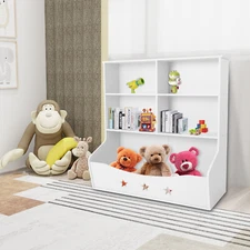 Kids' Storage Organizer, 3-tier Bookcase, Home Organization Toy Bookcase, White