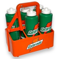 Gatorade 6 Pack Carrier Holder Case Plastic Caddie 5 Squeeze Bottles Orange Vtg
