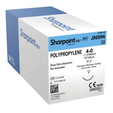 *12-Pieces* Sharpoint Suture Blue Monofilament 18" Reverse Cutting J8699N