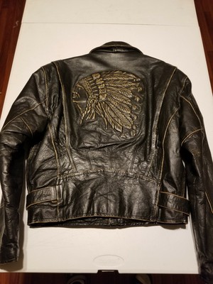 Vintage Indian Motorcycle Distressed Leather Biker Jacket Coat Men's Size Medium | eBay