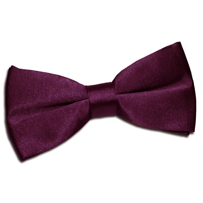 Burgundy Men's Pre-Tied Bow Tie - Woven Check Pattern Formal Bowtie By DQT