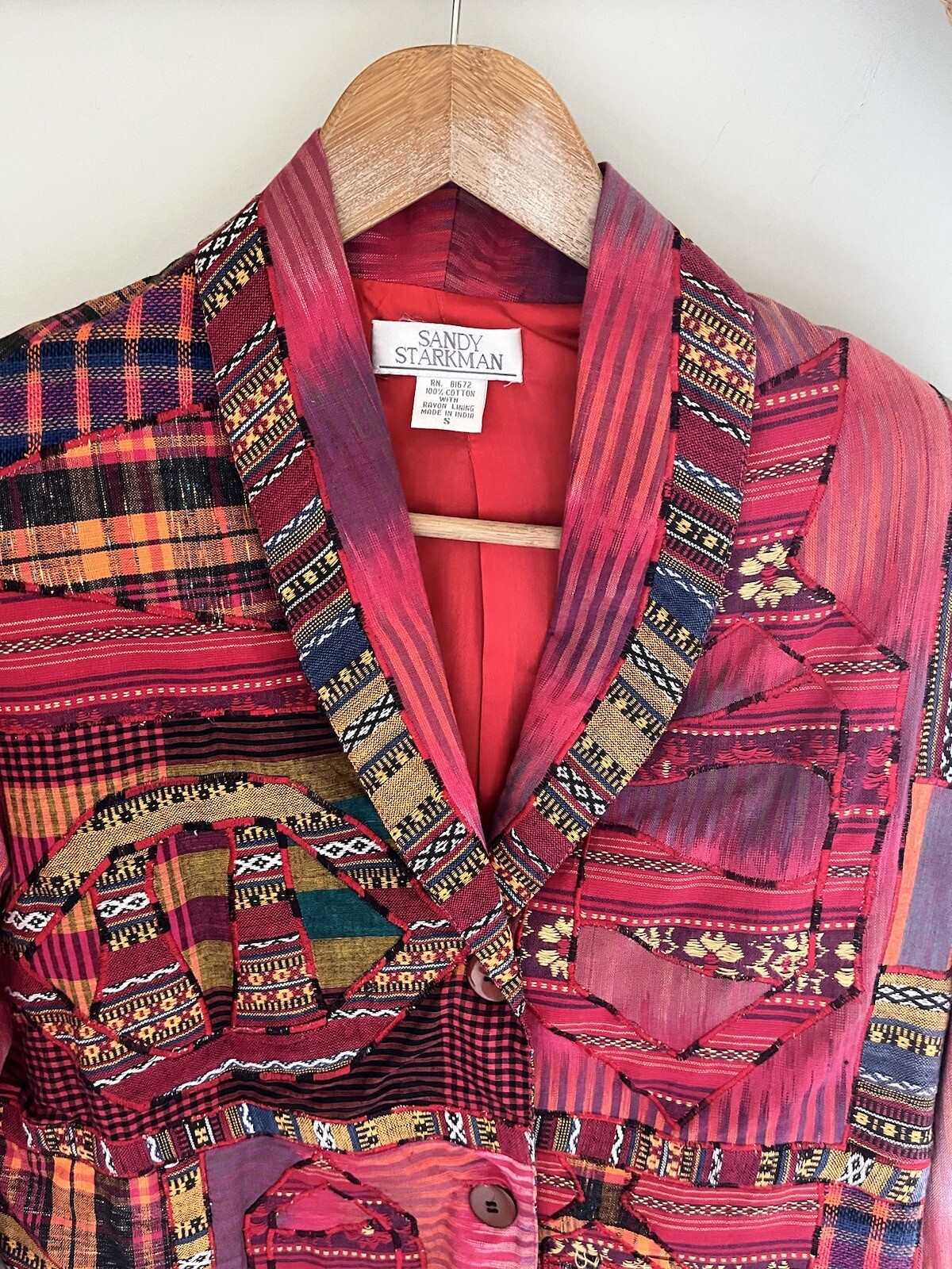 Sandy Starkman Patchwork Embroidered Tapestry Jac… - image 2