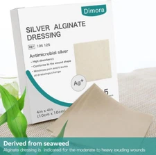 Upgrade Silver Calcium Alginate Wound Dressing -Antibacterial Non Stick Gauze...