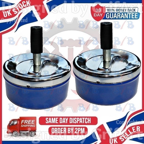 2 SPINNING ASH TRAY PUSH DOWN ROTATING METAL NO MESS CIGARETTE SMOKE ASHTRAY - Picture 4 of 9