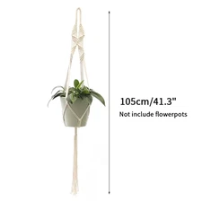 Gardening Green Plant Hanging Basket Cotton Rope Hanger Flower Pot Handmade Macr