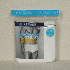 Vintage Stafford Full-Cut Briefs 6 Pack Mens XL White Waist 40-43 in Dry Cool