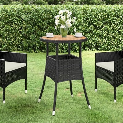 vidaXL Gartentisch Ø60x75 cm Akazienholz und Poly Rattan Schwarz NEU