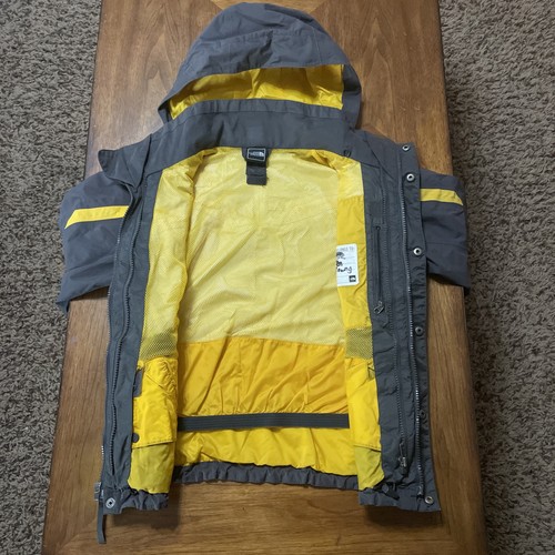 The North Face Jacket Dryvent Gray Yellow Hooded Snow Layer Coat Boys Small 7/8 - Picture 6 of 15