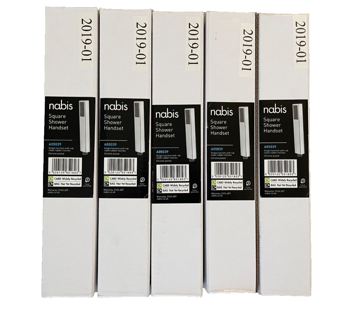 5 x Nabis Square Shower Handset Head Single Function Chrome A05039 New Job Lot