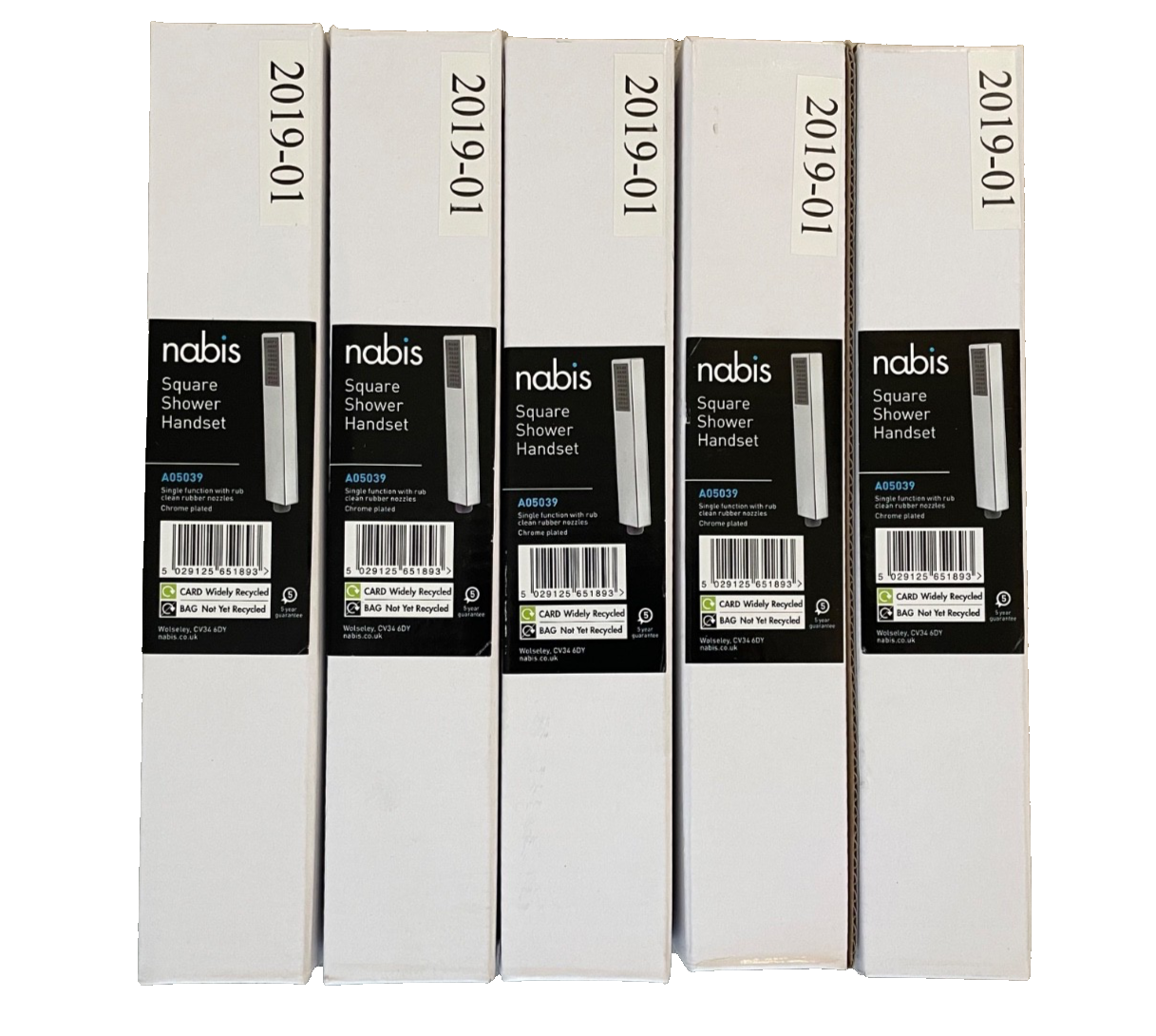 5 x Nabis Square Shower Handset Head Single Function Chrome A05039 New Job Lot