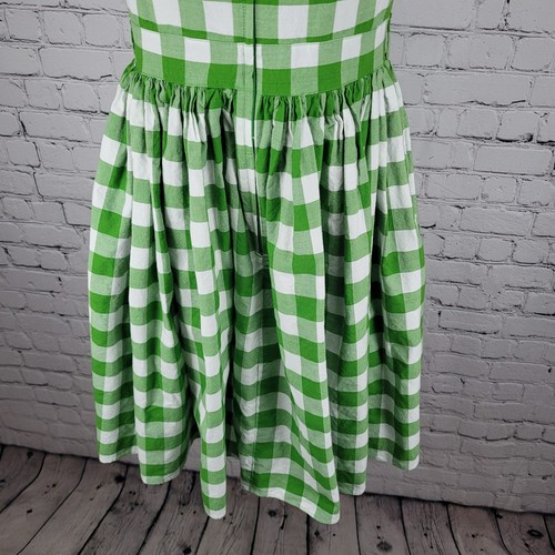 Vestido Bernie Dexter Verde Cuadros Retro Frontal Cremallera Ajuste y Acampanado Rockabilly EE. UU. Pequeño - Imagen 6 de 10