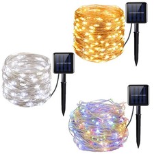 Solar Lichterkette Beleuchtung 100-200 LED Kupferdraht Party Garten Außen Evseyp