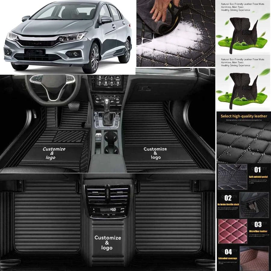 For Honda City Car Floor Mats Custom Waterproof Auto Liners Carpets Foto 3 de 4