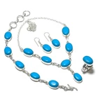 Sleeping Beauty Turquoise Gemstone 925 Sterling Silver Necklace Jewelry Set H761