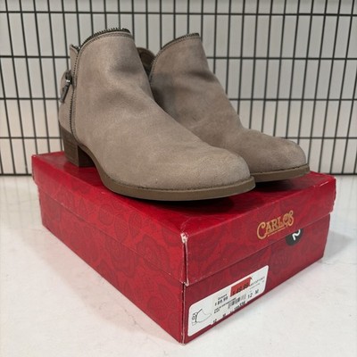 Carlos Santana CAYENNE Ankle Boot Back Zip Buckle 1  Block Heel 12M Taupe