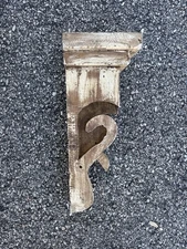 Carved Wood Reclaimed Corbel Rustic Finish Farmhouse Pediment Large 17.5” Tall