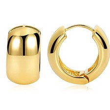 Chunky Thick Hoop Earrings for Women Gold Hoops Huggie Earrings for 0.8" Hoop