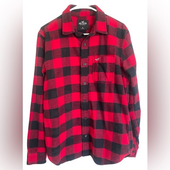 Hollister Red/Black Buffalo Plaid Flannel Button Down Men's Sz M
