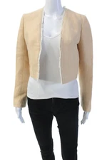 Maje omens Long Sleeve Open Front V-Neck Cropped Blazer Orange Size 36