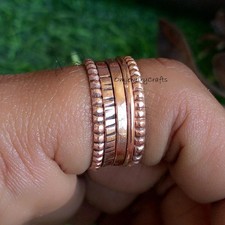 Set of 6 Thin Copper Band Ring, 100 Solid Copper, Stacking Rings , All Size