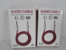Gems Pink 6ft Audio Aux Cable 3.5mm Connect Phones, Tablets Speakers Lot of 2