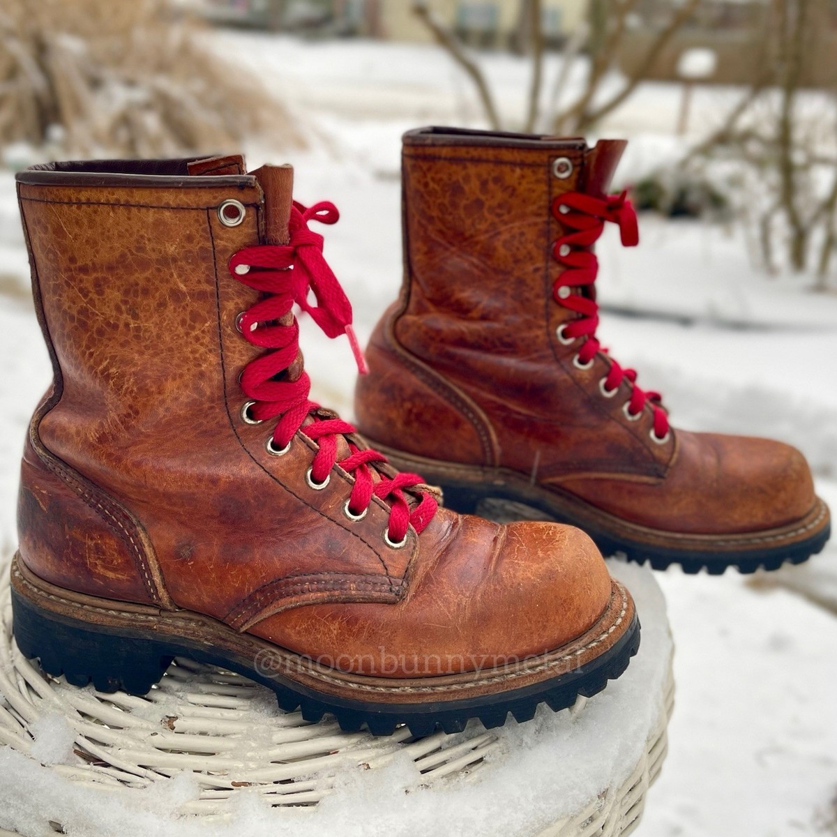 redwing vintage プレーントゥ　70s〜80s 11C Vintage Red Wing Irish Setter Work Boots Distressed Leather Womens