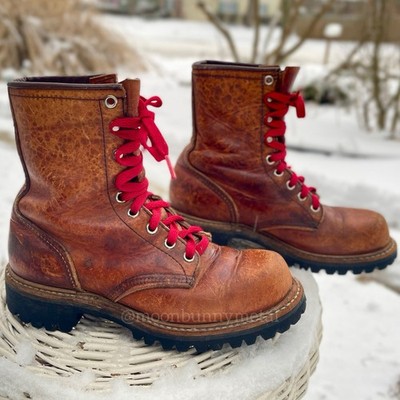 Vintage Red Wing Irish Setter Work Boots Distressed Leather Womens