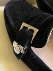 Women's UGG Black Suede Slip On Flat Shoe SZ 7 Excellent Condition Silver Buckle — photo 2