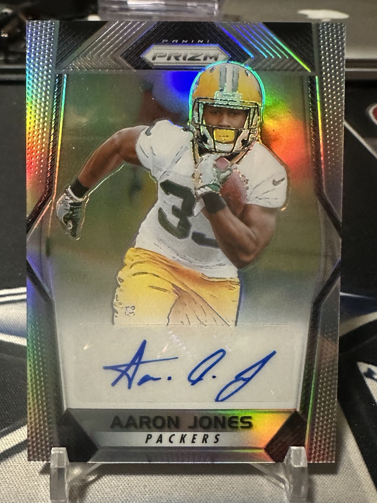 AARON JONES 2017 Panini Prizm Silver Auto #RA-AJN RC Green Bay 🔥 