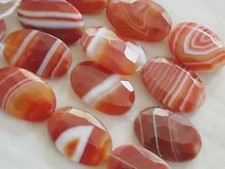 4 CARNELIAN 30mmX20mm FACETED FOCAL SEMI PRECIOUS BEADS  spf106