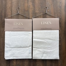 Pure Luxury Linen Set Of 8 Linen Blend Curtains Drapes 48x84 Warm White New